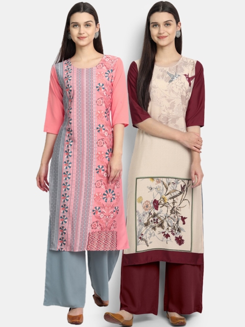 

Ethnic basket Women Multicoloured Ethnic Motifs Printed Thread Work Crepe Kurta, Multi