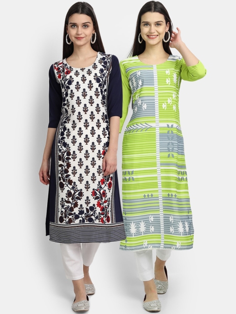 

Ethnic basket Women Multicoloured Ethnic Motifs Printed Flared Sleeves Mirror Work Crepe Kurta, Multi