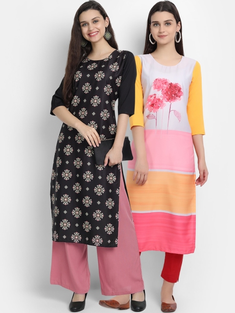 

Ethnic basket Women Multicoloured Floral Printed Crepe Kurta, Multi