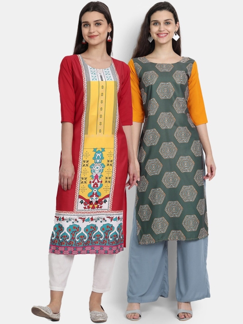 

Ethnic basket Women Multicoloured Ethnic Motifs Printed Crepe Kurta, Multi