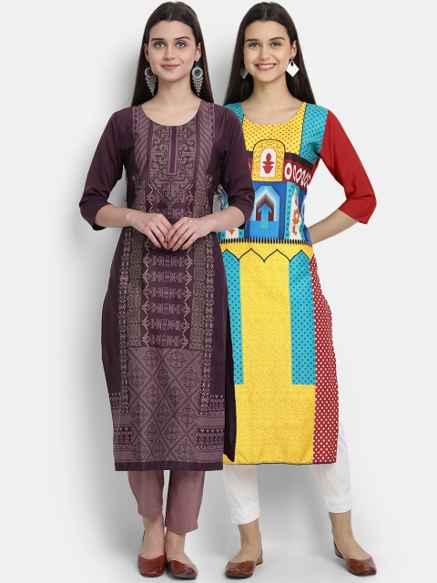 

Ethnic basket Women Multicoloured Floral Printed Crepe Kurta, Multi