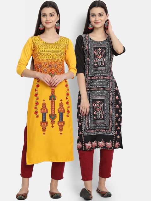 

Ethnic basket Women Multicoloured Ethnic Motifs Printed Crepe Kurta, Multi