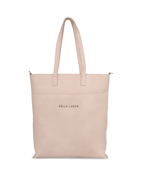 

PELLE LUXUR Women Dusty Pink Textured Oversized Tote Handbag, Rose