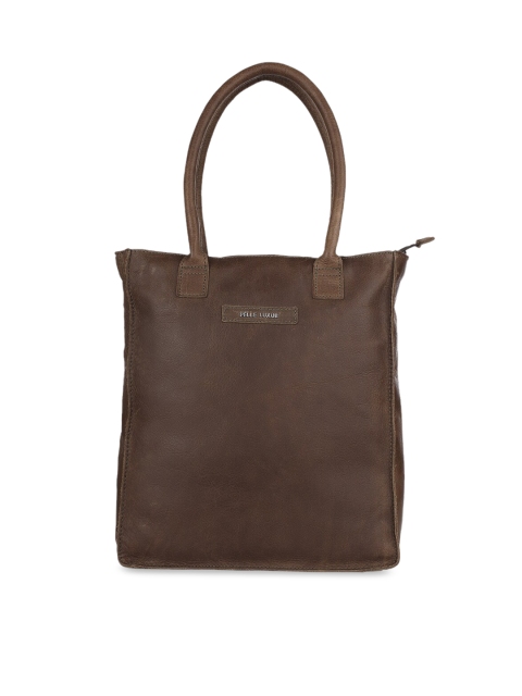 PELLE LUXUR Brown Leather Shopper Shoulder Bag