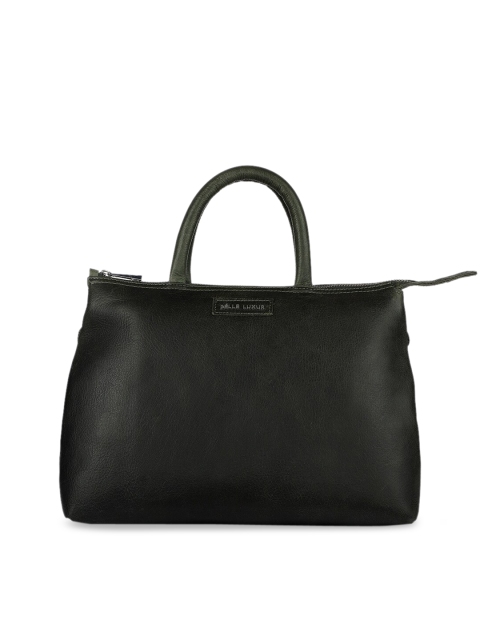 

PELLE LUXUR Green Leather Structured Handheld Bag