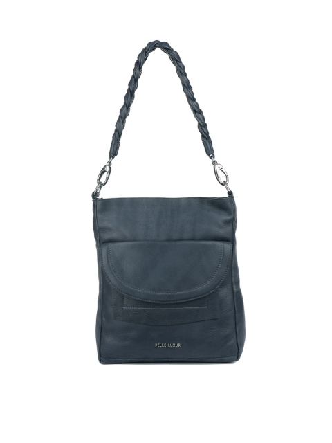

PELLE LUXUR Grey Leather Structured Sling Bag with Tasselled