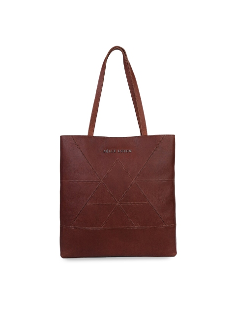 

PELLE LUXUR Women Brown Textured Oversized Tote Handbag