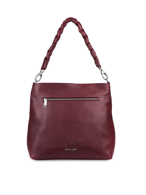 

PELLE LUXUR Women Maroon Textured Medium Tote Handbag, Red