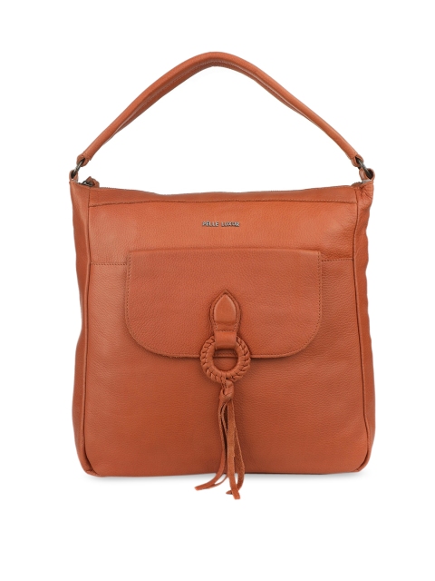 

PELLE LUXUR Brown Leather Shopper Shoulder Bag with Tasselled