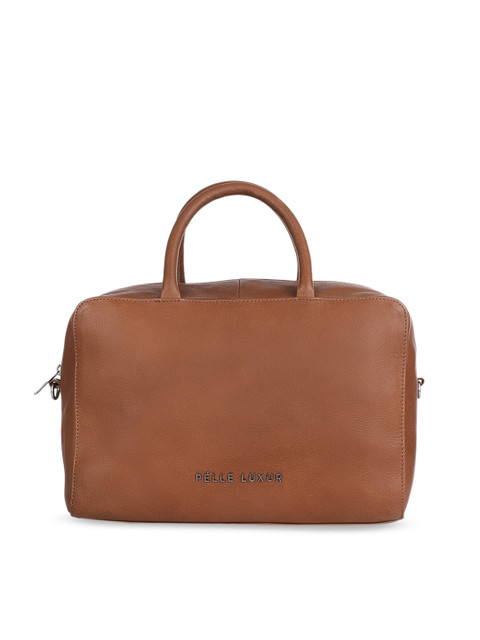 

PELLE LUXUR Women Brown Textured Small Satchel Handbag