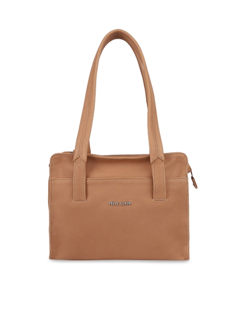 

PELLE LUXUR Brown Leather Structured Shoulder Bag