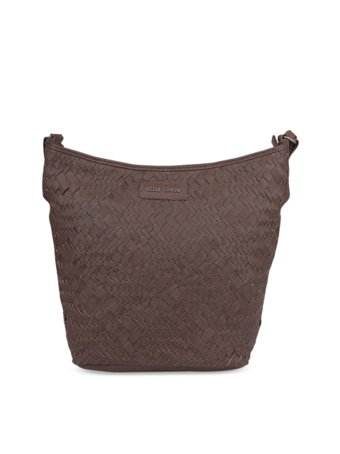 

PELLE LUXUR Brown Textured Leather Oversized Shopper Shoulder Bag