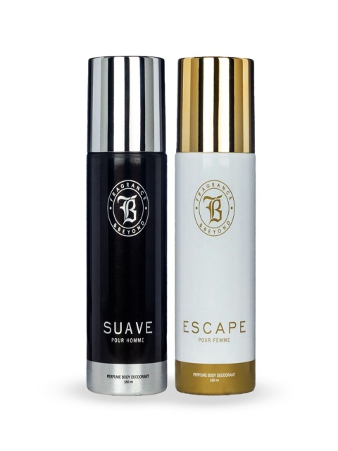 

Fragrance & Beyond Set of Men Suave & Women Escape Deodorant - 150 ml Each, Black