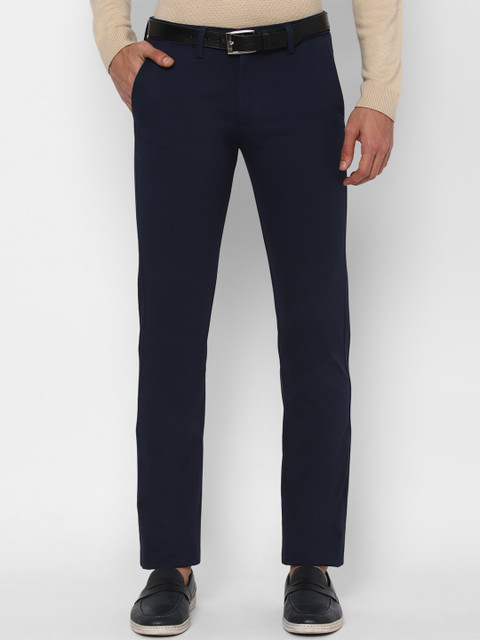 

Allen Solly Men Navy Blue Solid Slim Fit Trousers