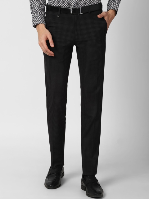 

Van Heusen Men Black Checked Slim Fit Formal Trousers