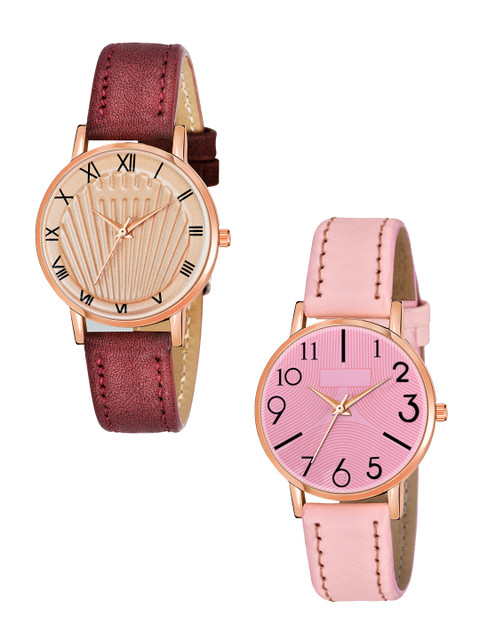 

Rage Enterprise Women Pack of 2 Leather Straps Analogue Watch, Red