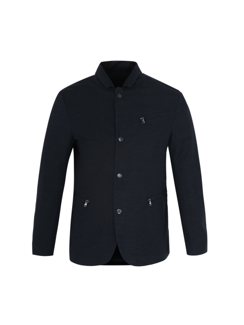 

JOHN VARVATOS Men Navy Blue Longline Tailored Jacket