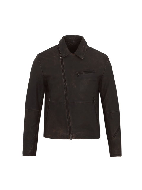 

JOHN VARVATOS Men Black Leather Jacket