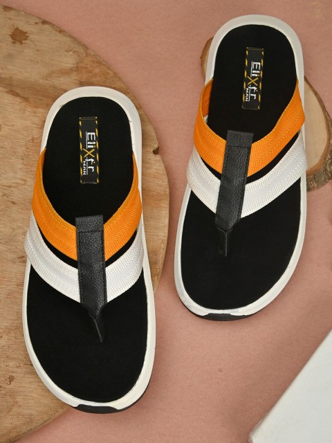 

ELIXIR MAN Men Black Colourblocked Thong Flip Flops