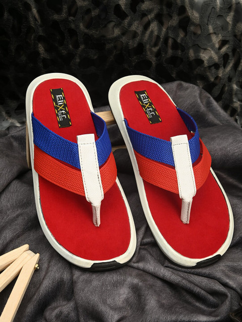 

ELIXIR MAN Men Red & White Colourblocked Thong Flip-Flops