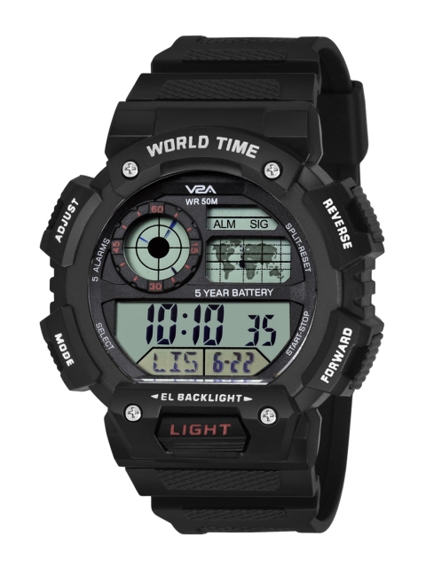 

V2A Men Grey Dial & Black Straps Digital Multi Function Watch