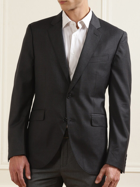

HACKETT LONDON Men Charcoal Grey Regular Fit Notch Lapel Blazer