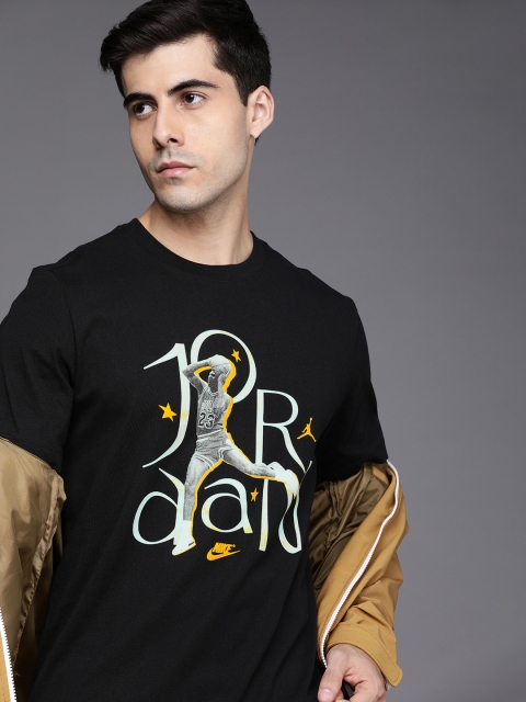 Nike Men Black Typography Printed Pure Cotton T-shirt