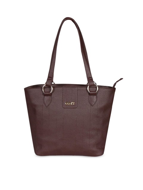 

OsaiZ Brown Structured Shoulder Bag with Applique