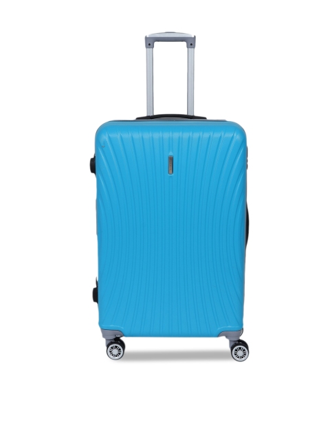 

Teakwood Leathers Blue Textured Hard-Sided Large Trolley Suitcase