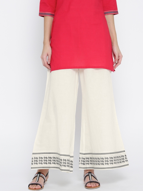 

Drama Sisters Off-White Slub Weave Palazzos