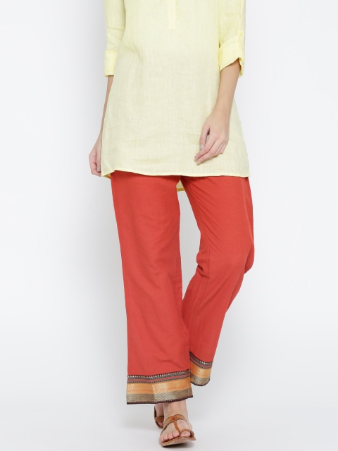 

Drama Sisters Women Rust Red Parallel Trousers