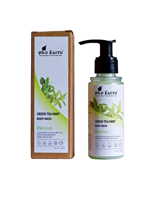 

Wild Earth Green Tea Mint Revive Body Wash - 105ml, White