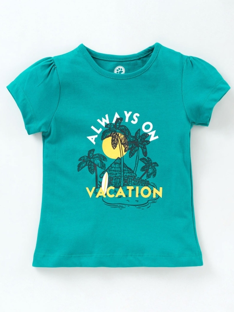 

JusCubs Girls Teal Printed T-shirt