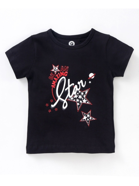 

JusCubs Girls Black Printed Outdoor Cotton T-shirt