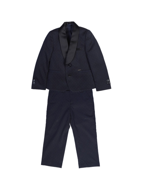 

Allen Solly Junior Boys Navy Blue Printed Single-Breasted Two-Piece Formal Suit