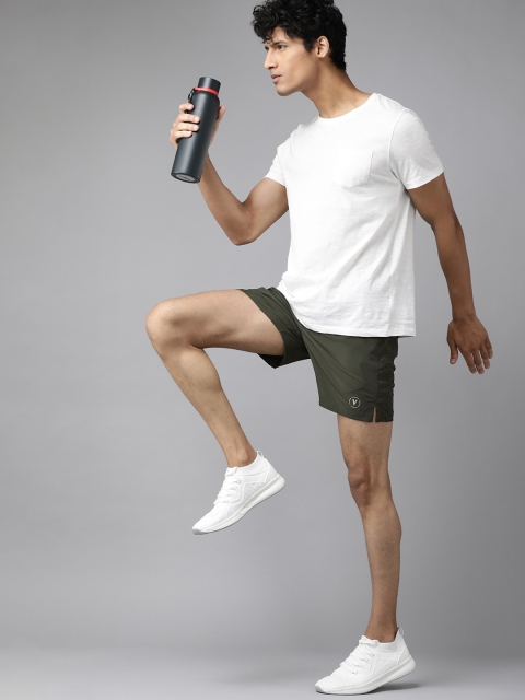 

Van Heusen Flex Men Olive Green Solid Sports Shorts