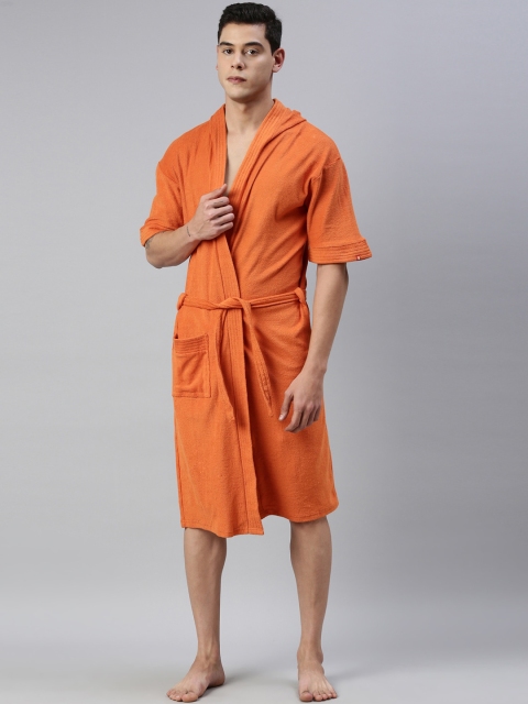 

GOLDSTROMS Men Rust-Orange Solid Hooded Bath Robe