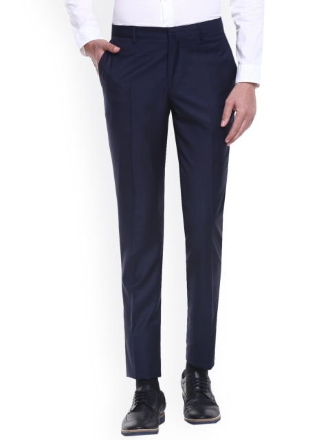 

HACKETT LONDON Men Navy Blue Solid Formal Trousers