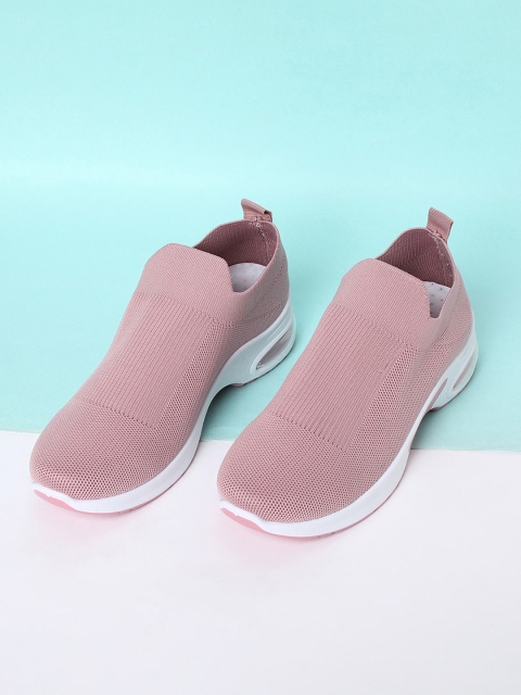 

Ginger by Lifestyle Women Pink Woven Design Slip-On Sneakers