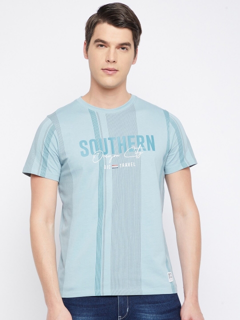 

Octave Men Sea Green Typography Striped T-shirt