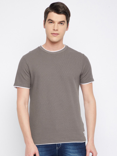 

Octave Men Grey Raw Edge T-shirt