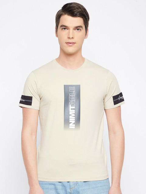 

Octave Men Beige Typography Printed Cotton T-shirt