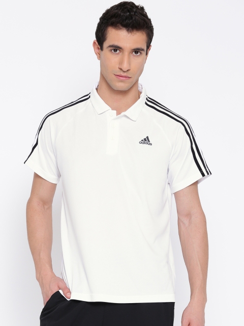 

ADIDAS Men White D2M 3 Solid Polo Collar Training T-shirt