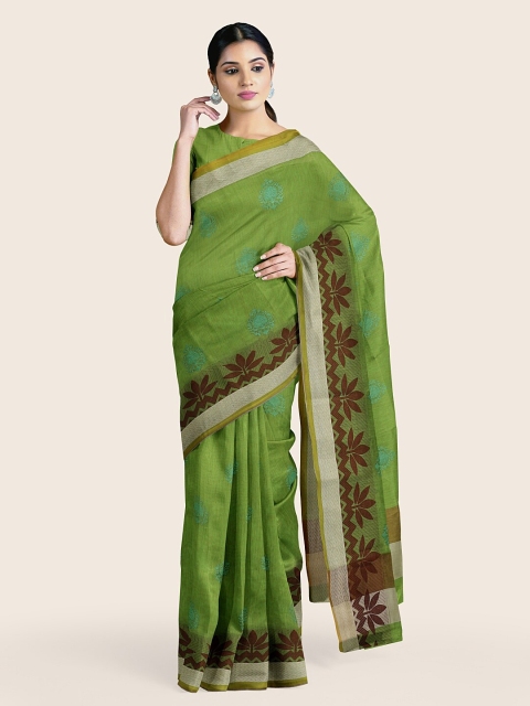 

Pothys Green & Brown Woven Design Zari Saree
