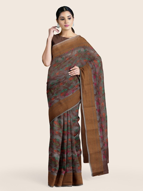 

Pothys Grey & Maroon Woven Design Tissue Saree
