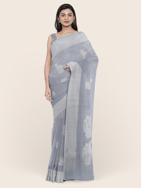 

Pothys Women Grey Woven Design Zari Border Saree