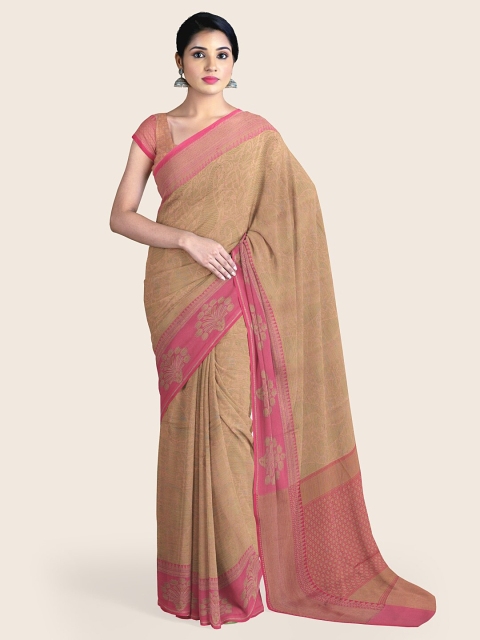 

Pothys Brown & Pink Woven Design Art Silk Saree