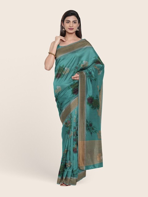 

Pothys Blue Floral Zari Saree