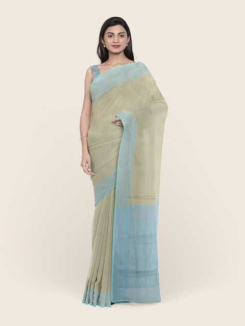 

Pothys Pastel Green & Blue Woven Design Zari Art Silk Saree