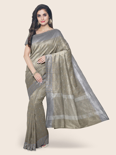 

Pothys Tan Embroidered Jute Cotton Saree